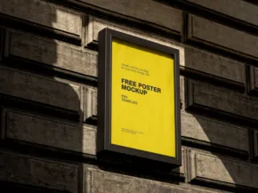 Yellow sign with text "design won't save the world" serves as a template, mounted on a gray building facade. - PSD Mockup