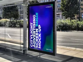 A bus stop advertising billboard template. - PSD Mockup