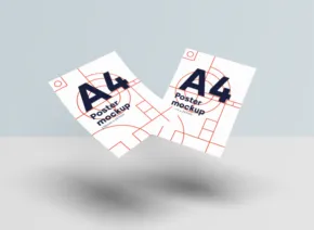 A4 business card mockup template. - PSD Mockup