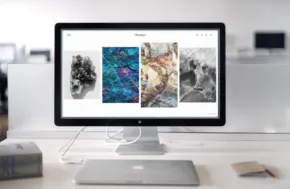 A computer screen displaying a mockup of a painting template. - PSD Mockup