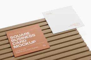 Business card template mockup displayed on a textured surface. - PSD Mockup