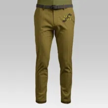 Olive green trousers with a mockup black belt. - PSD Mockup