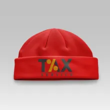A red beanie with the word tax services template on it. - PSD Mockup