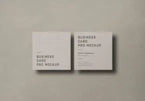 Business cards arranged for a mockup template display on a textured background. - PSD Mockup