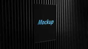 Vertical banner template on a black textured background. - PSD Mockup