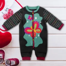 Baby onesie template with a butterfly design, accompanied by small shoes and heart-shaped decorations. - PSD Mockup