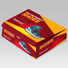 A shoe box mockup with a pair of shoes on it. - PSD Mockup