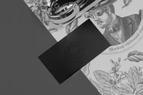 A black and white mockup image of a business card. - PSD Mockup