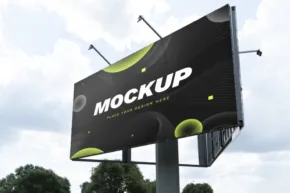 A green and black billboard template. - PSD Mockup