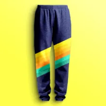A mockup of sweatpants with a colorful stripe on them. - PSD Mockup