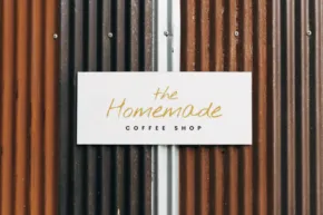 The homemade coffee shop mockup logo. - PSD Mockup