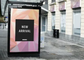 An advertisement mockup for new arrivals on a bus stop. - PSD Mockup