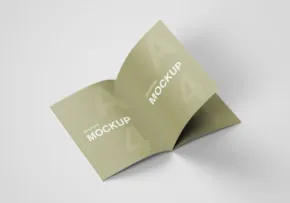 A folded brochure template on a white background. - PSD Mockup