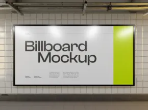 A template mockup in a subway station. - PSD Mockup