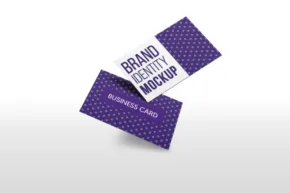 A purple business card template on a white background. - PSD Mockup