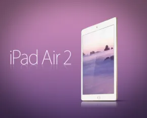 The ipad air 2 is shown on a purple background, with a mockup template. - PSD Mockup