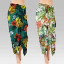 A woman wearing a sarong with flowers on it makes for a beautiful template. - PSD Mockup