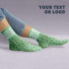 A woman wearing green socks with your text or logo, available as a mockup template. - PSD Mockup