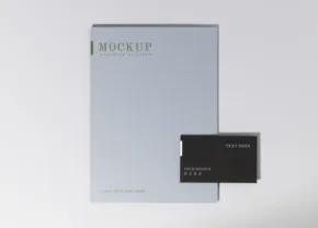 A business card mockup template on a white background. - PSD Mockup