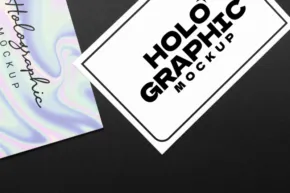 Holo graphic business card mockup template. - PSD Mockup