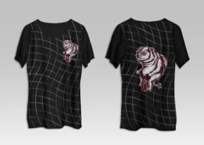 A black t-shirt with a tiger mockup on it. - PSD Mockup