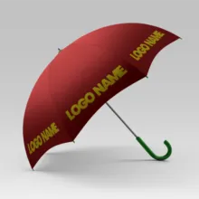 A red umbrella with the word logo on it is a versatile template for any design. - PSD Mockup