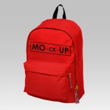 A red backpack with the word mockup on it. - PSD Mockup