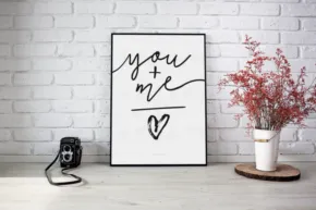 A black and white template with the words you and me on it. - PSD Mockup