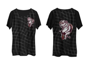 A black and white t-shirt with a tiger on it, perfect as a mockup. - PSD Mockup