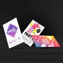 Three colorful party flyers on a black background suitable for a template use. - PSD Mockup