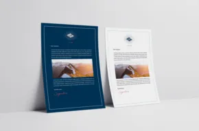 Two mockup pieces of paper on a white background. - PSD Mockup